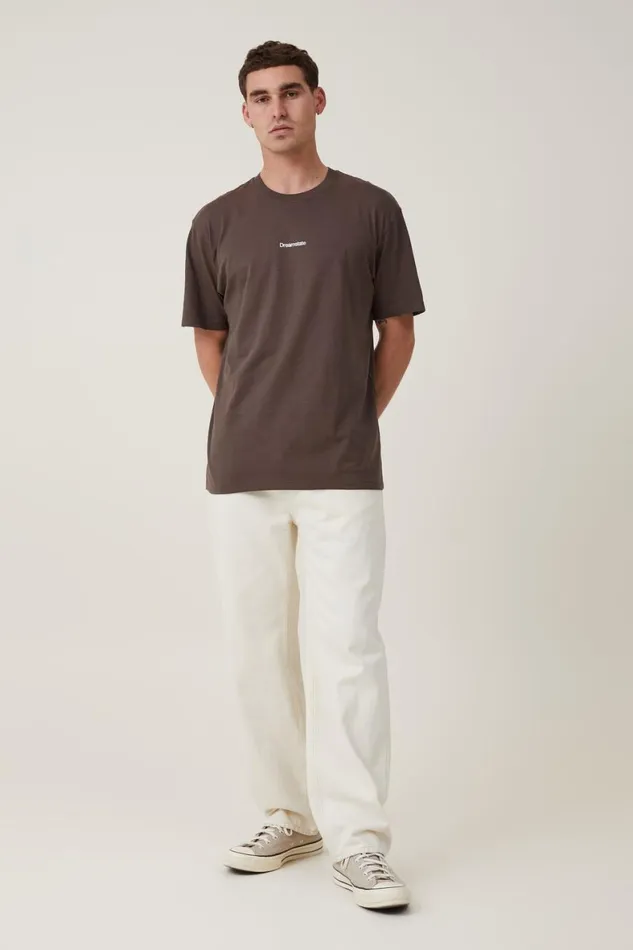 Men Graphic TShirts Cotton On Easy TShirt Ashen Browndreamstate