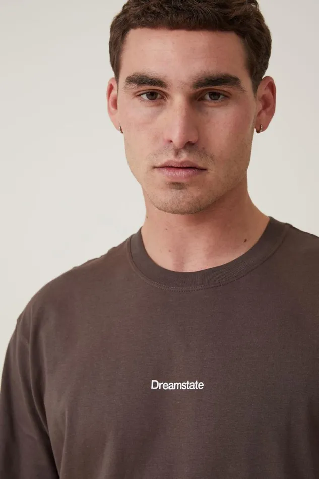 Men Graphic TShirts Cotton On Easy TShirt Ashen Browndreamstate