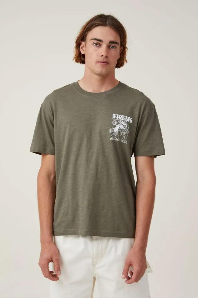 Men Graphic TShirts Cotton On Loose Fit Graphic TShirt Militarywyoming Ranch