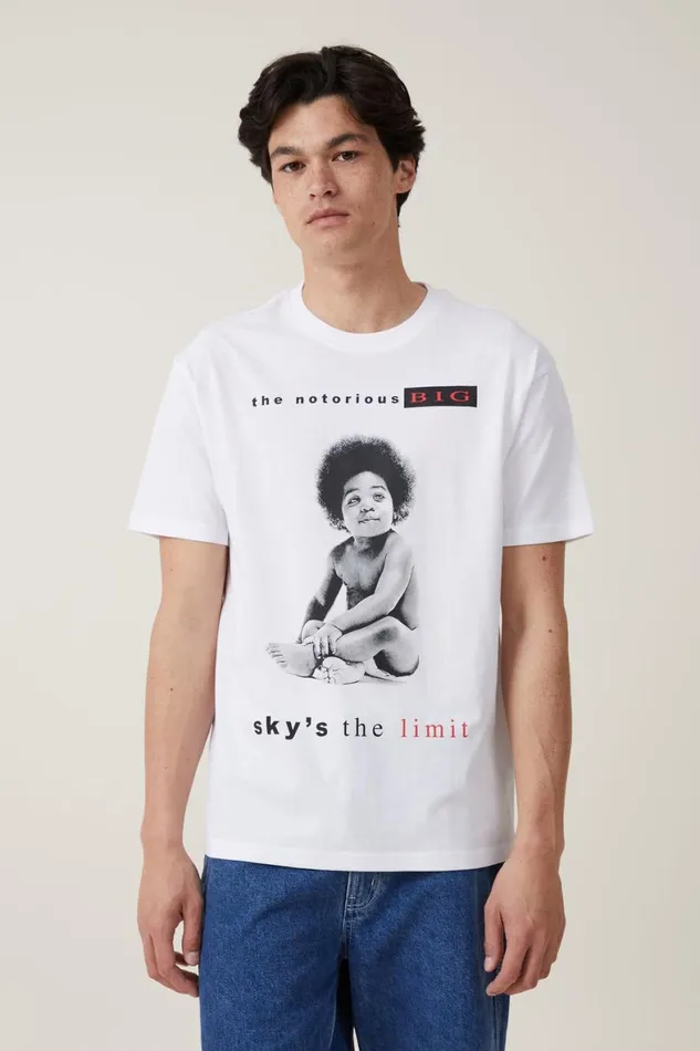Men Graphic TShirts Cotton On Loose Fit Music TShirt Lcn Mt Whitebiggieready To Die