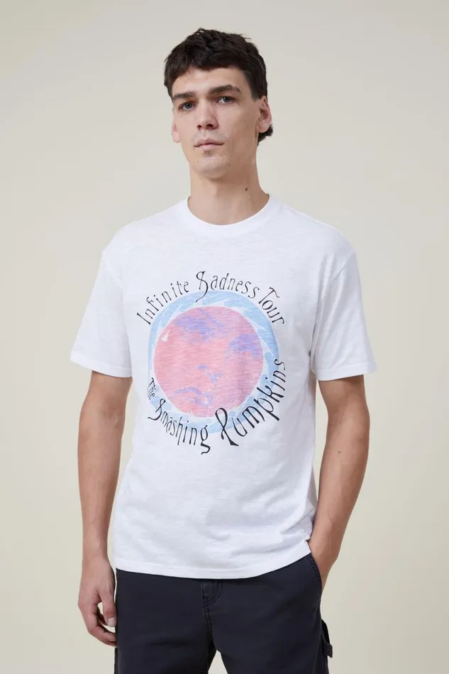 Men Graphic TShirts Cotton On Loose Fit Music TShirt Lcn Mt Whitesmashing Pumpkinsinfinite Sad