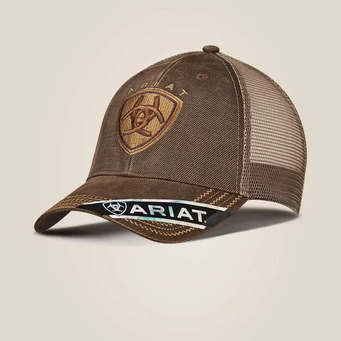 Men Hats and Caps Ariat Structured Cap Brown Oilskin