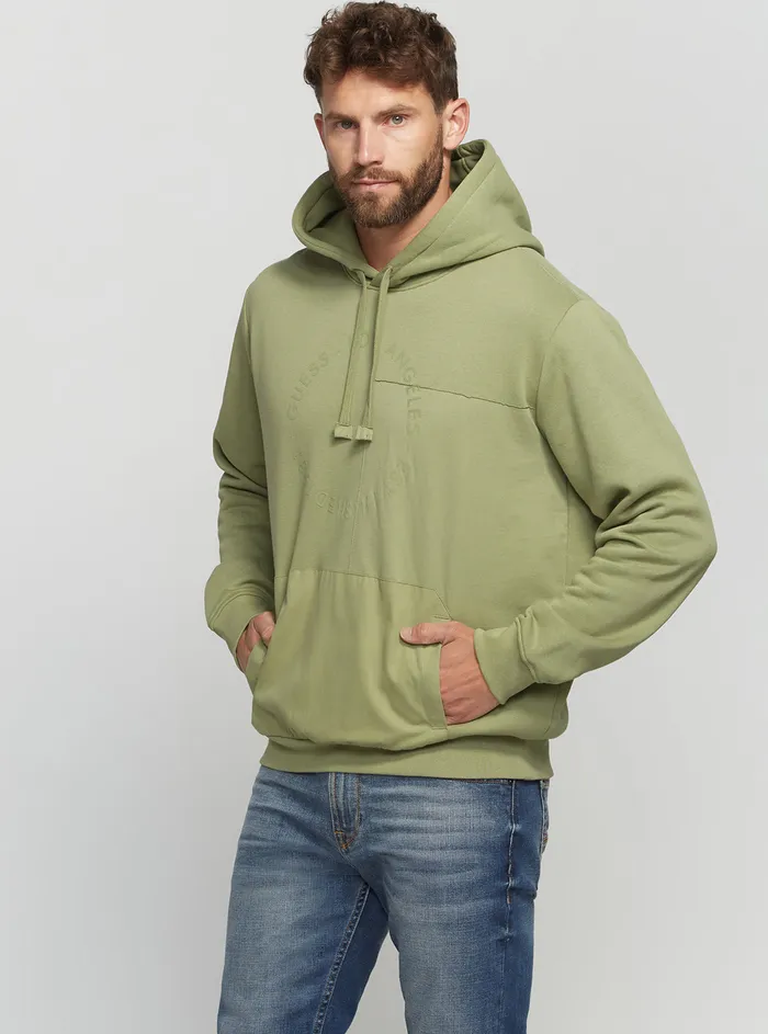Men Hoodies GUESS Green Nevan Fleece Hoodie