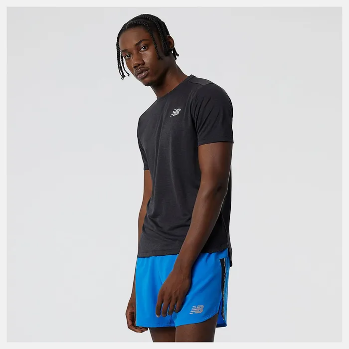 Men Impact Run Short Sleeve Black New Balance Shirts