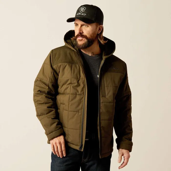 Men Jackets and Vests Ariat Crius Hooded Insulated Jacket Relicrelic Heather