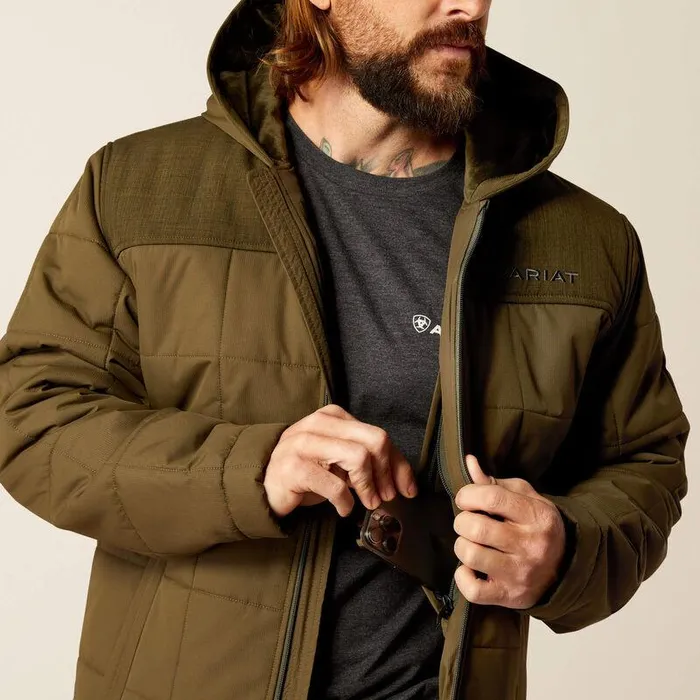 Men Jackets and Vests Ariat Crius Hooded Insulated Jacket Relicrelic Heather Men Jackets and Vests Ariat Crius Hooded Insulated Jacket Relicrelic Heather