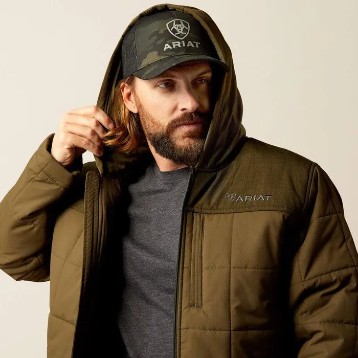Men Jackets and Vests Ariat Crius Hooded Insulated Jacket Relicrelic Heather Men Jackets and Vests Ariat Crius Hooded Insulated Jacket Relicrelic Heather