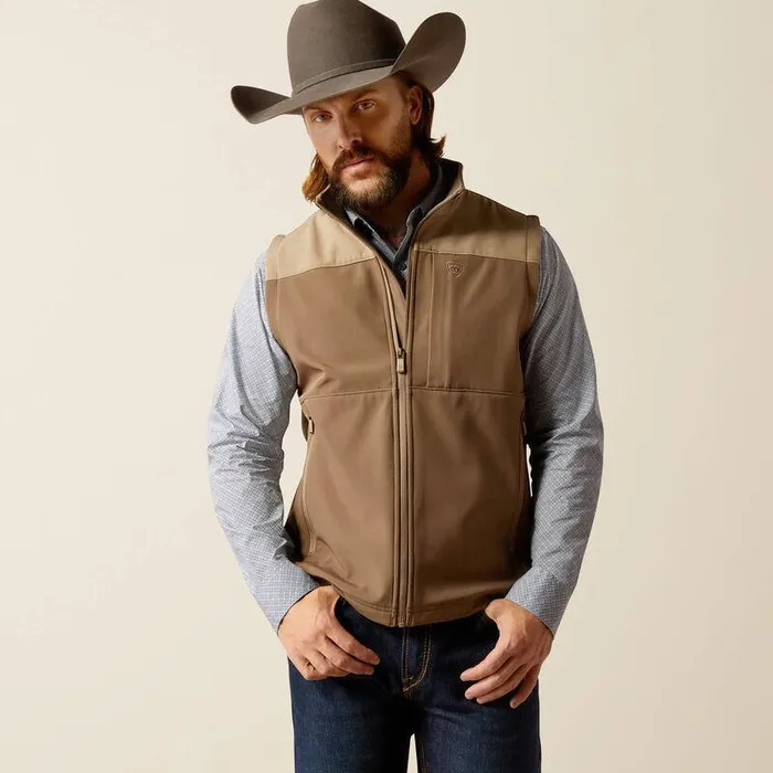 Men Jackets and Vests Ariat Wyatt Softshell Vest Major Brownbrindle