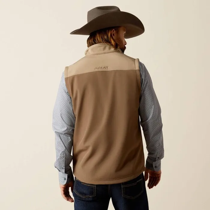 Men Jackets and Vests Ariat Wyatt Softshell Vest Major Brownbrindle Men Jackets and Vests Ariat Wyatt Softshell Vest Major Brownbrindle