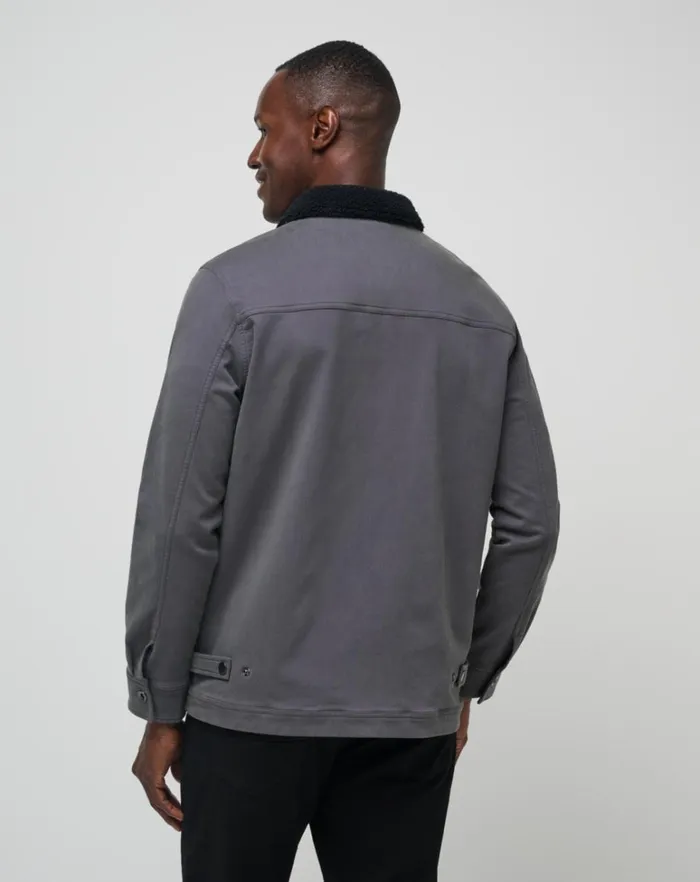 Men Jackets TravisMathew CLOUD DENIM SHERPA JACKET Grey Pinstripe Men Jackets TravisMathew CLOUD DENIM SHERPA JACKET Grey Pinstripe
