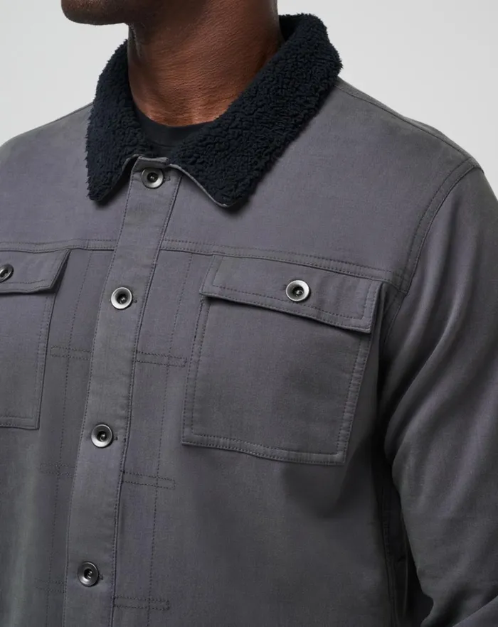 Men Jackets TravisMathew CLOUD DENIM SHERPA JACKET Grey Pinstripe Men Jackets TravisMathew CLOUD DENIM SHERPA JACKET Grey Pinstripe
