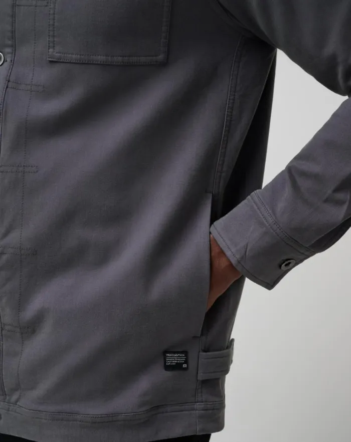 Men Jackets TravisMathew CLOUD DENIM SHERPA JACKET Grey Pinstripe Men Jackets TravisMathew CLOUD DENIM SHERPA JACKET Grey Pinstripe
