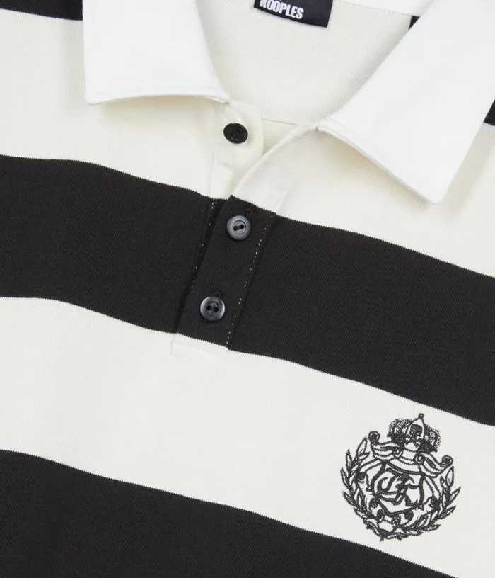 Men Longsleeved Black And White Striped Polo Tshirt THE KOOPLES Polos