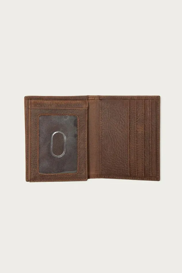 Men Lucky Brand Bags and Wallets Double Stitched Leather Lfold Wallet Dark Brown