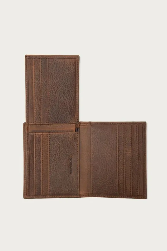 Men Lucky Brand Bags and Wallets Double Stitched Leather Lfold Wallet Dark Brown