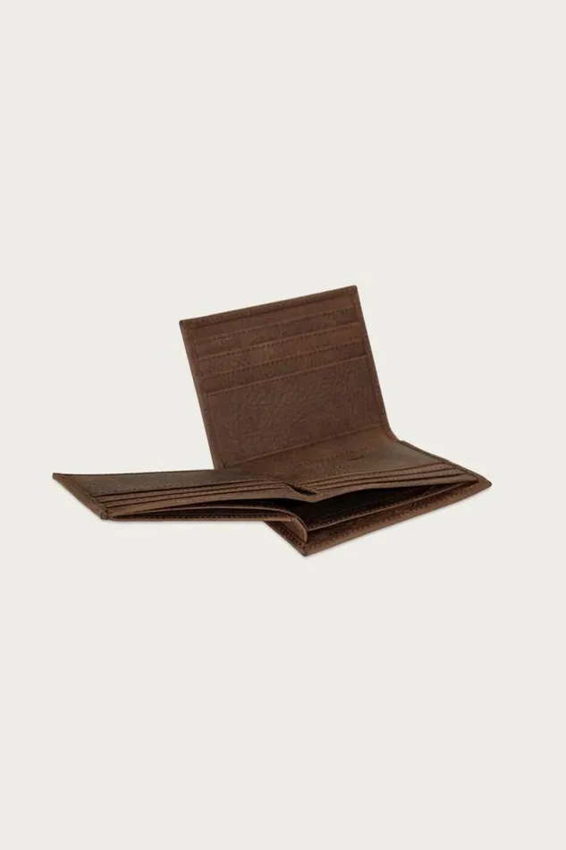 Men Lucky Brand Bags and Wallets Double Stitched Leather Lfold Wallet Dark Brown