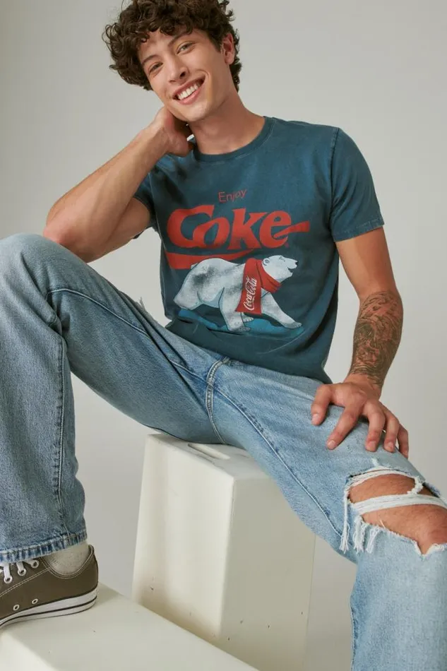 Men Lucky Brand Graphic Tees Coca Cola Bear Stargazer