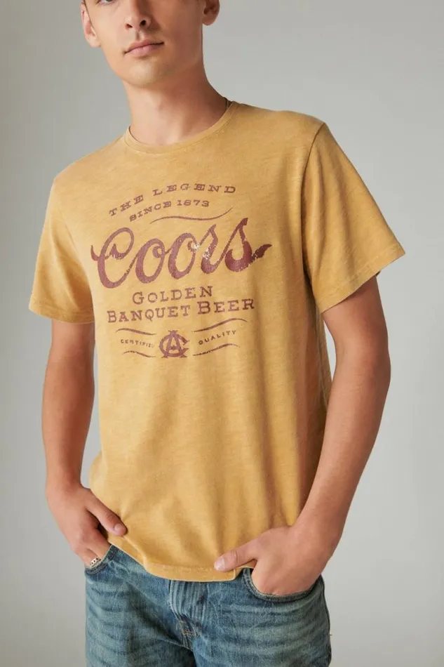 Men Lucky Brand Graphic Tees Coors Western Tee Honey Mustard