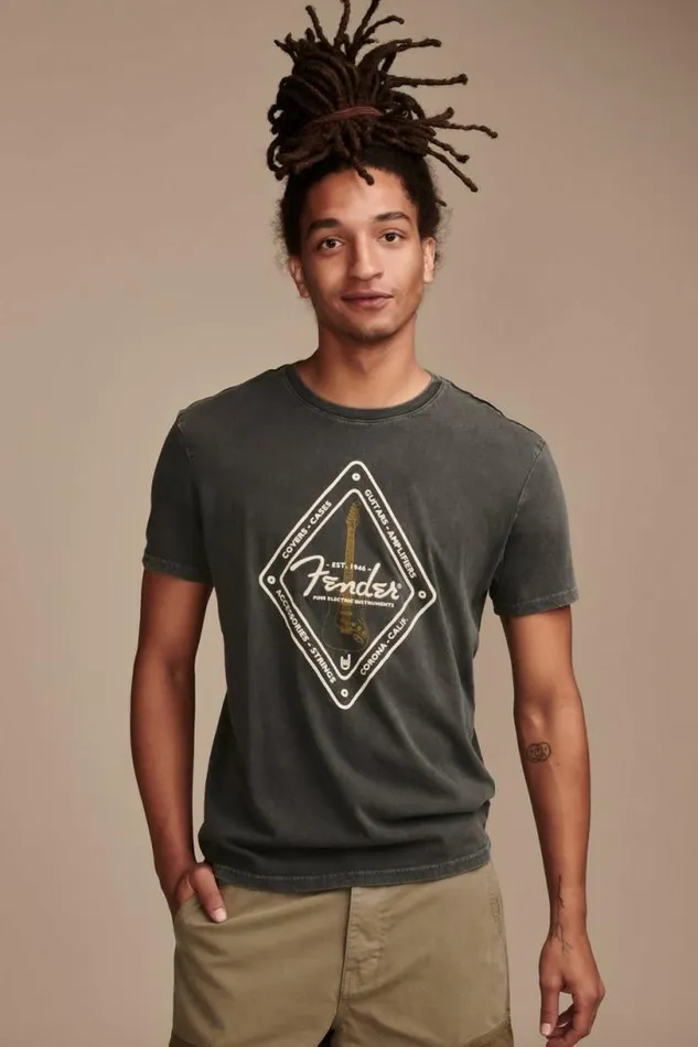 Men Lucky Brand Graphic Tees Fender Diamond Tee Jet Black