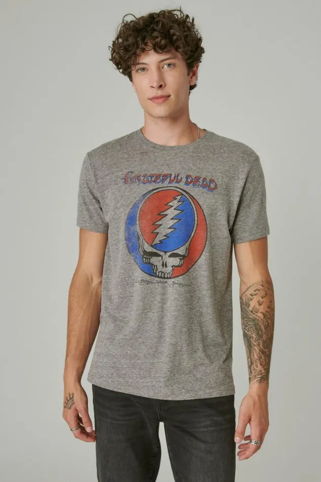 Men Lucky Brand Graphic Tees Grateful Dead Icon Heather Grey