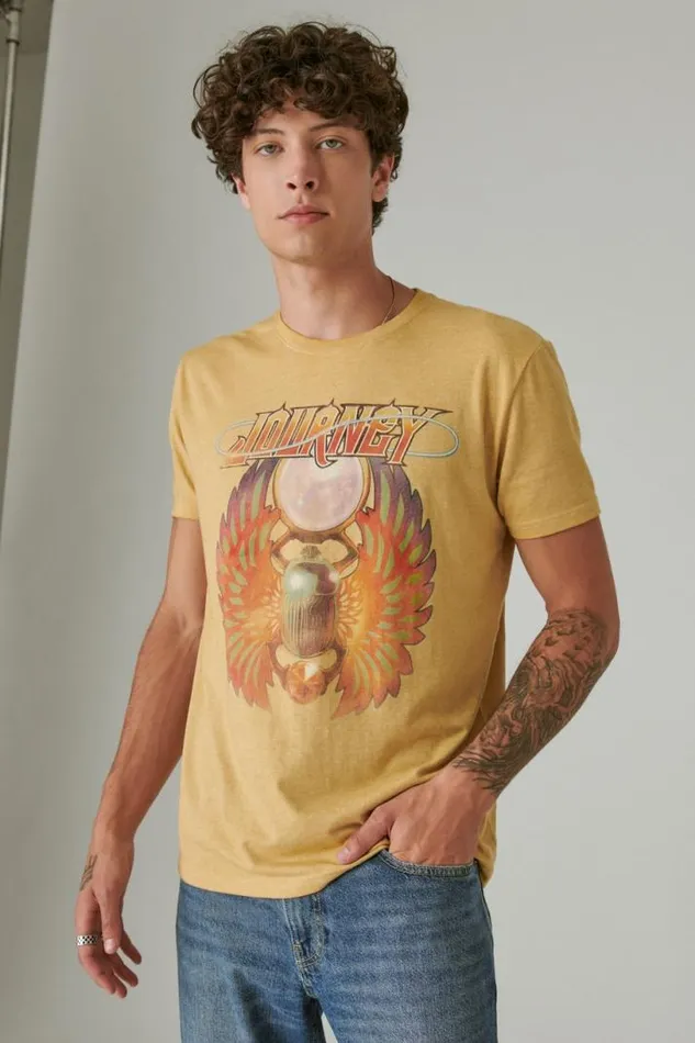 Men Lucky Brand Graphic Tees Journey Scarab Honey Mustard