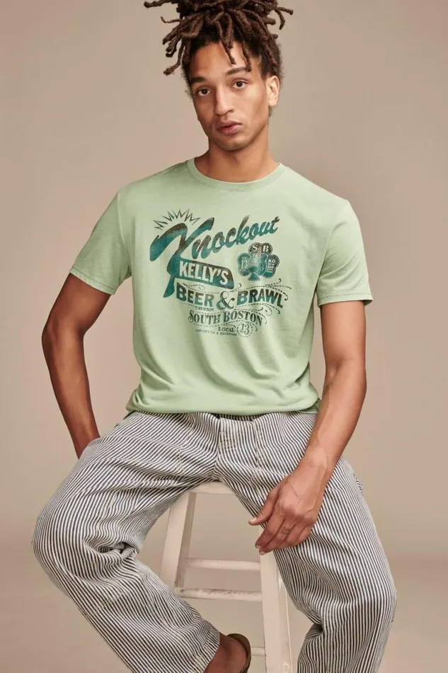 Men Lucky Brand Graphic Tees Knockout Kelly039s Mineral Green