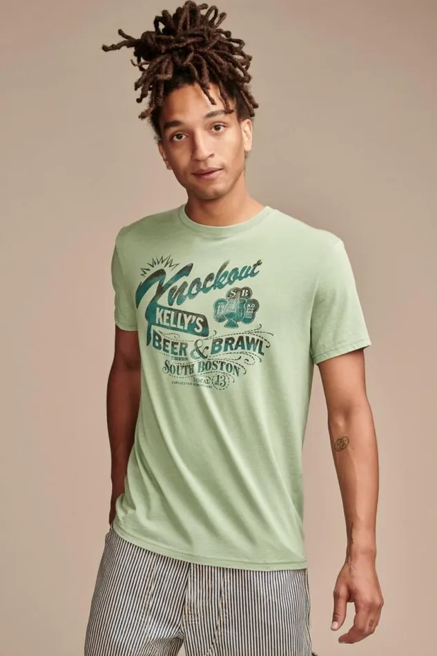 Men Lucky Brand Graphic Tees Knockout Kelly039s Mineral Green