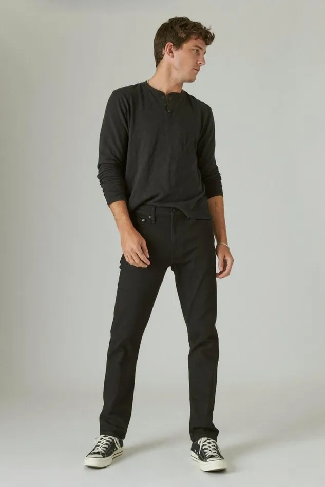 Men Lucky Brand Jeans 410 Athletic Straight Advanced Stretch Jean Black Rinse