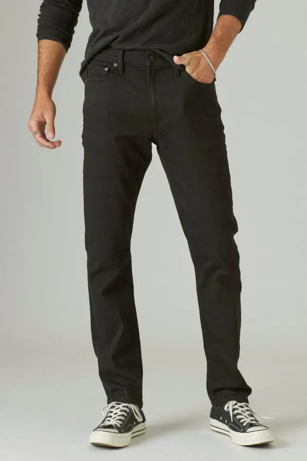 Men Lucky Brand Jeans 410 Athletic Straight Advanced Stretch Jean Black Rinse