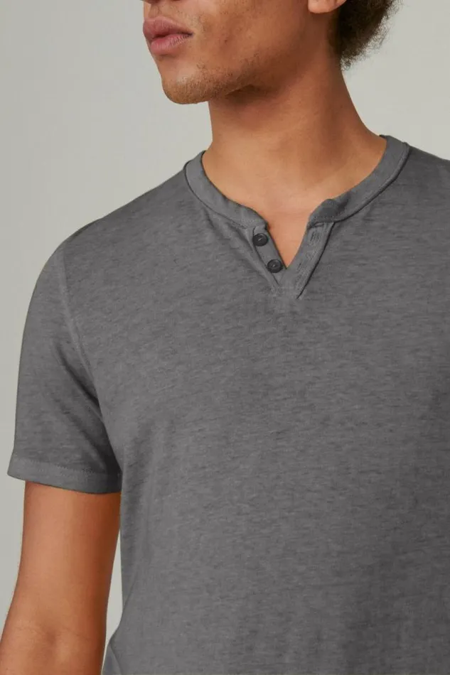 Men Lucky Brand Shirts and Tops Venice Burnout Notch Neck Tee Jet Black
