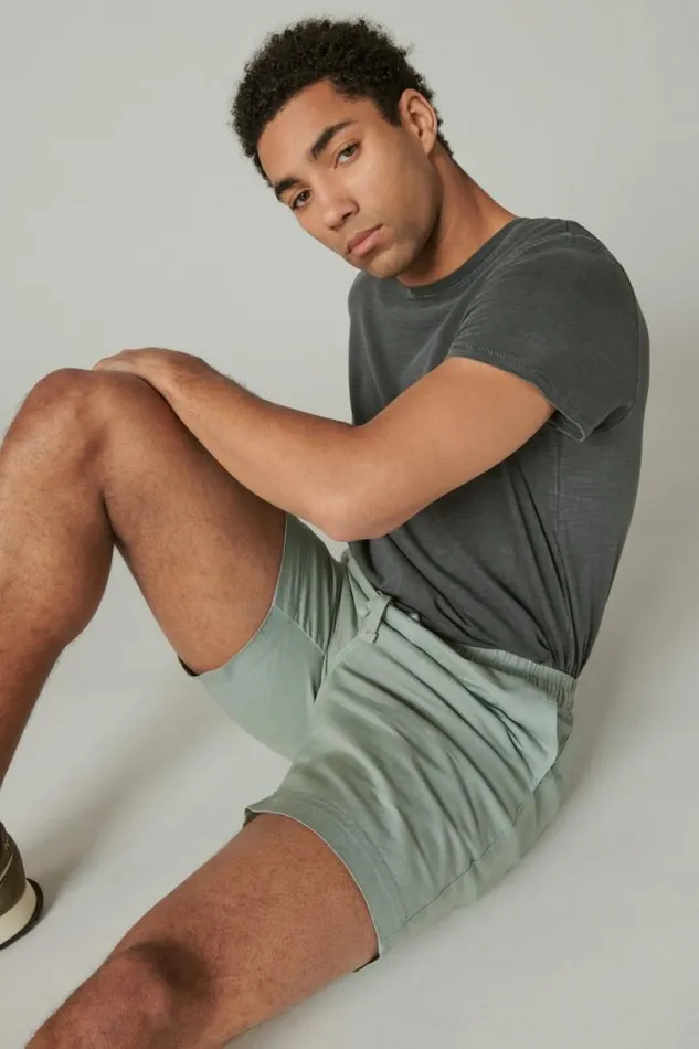 Men Lucky Brand Shorts 7034pull Up Linen Short Chino Green