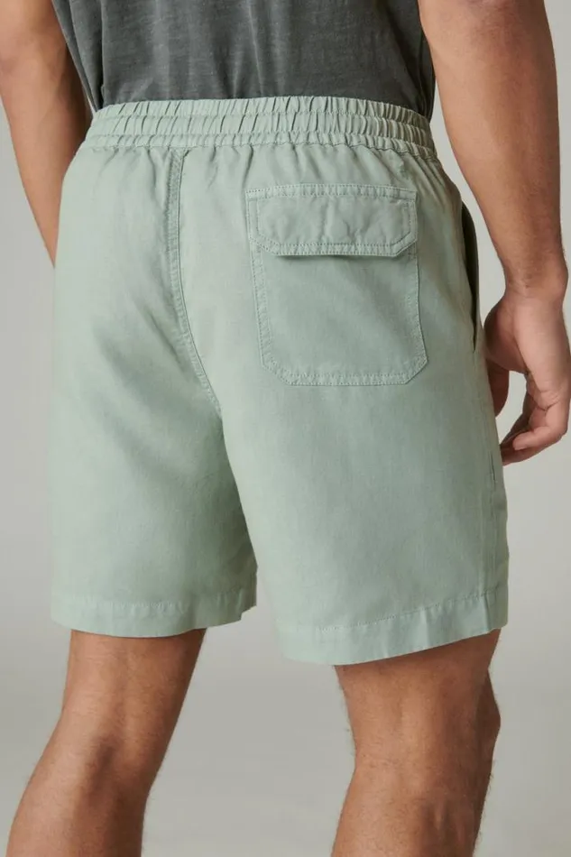Men Lucky Brand Shorts 7034pull Up Linen Short Chino Green