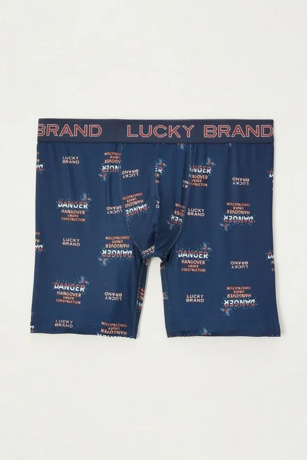 Men Lucky Brand Underwear and Sleepwear Holiday Printed Boxer Gift Light Blue