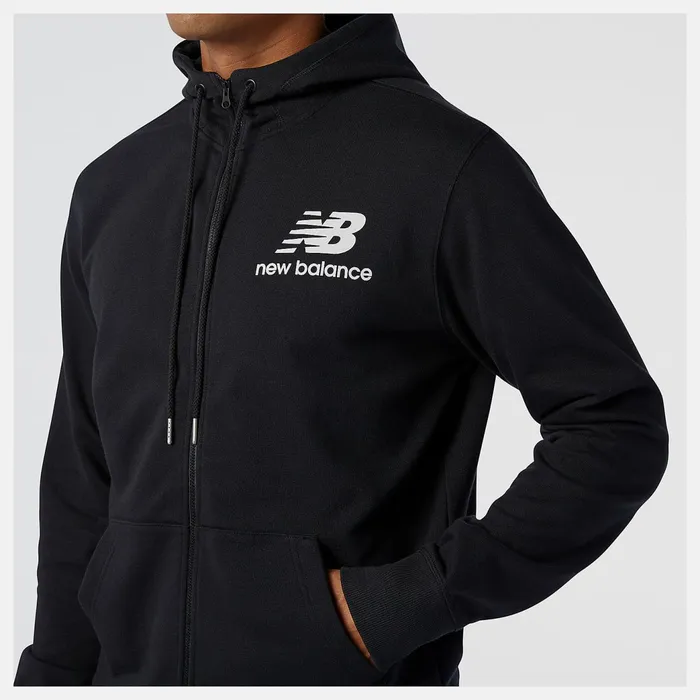 Men NB Essentials Stacked Full Zip Hoodie Black New Balance Jackets and Vests Men NB Essentials Stacked Full Zip Hoodie Black New Balance Jackets and Vests