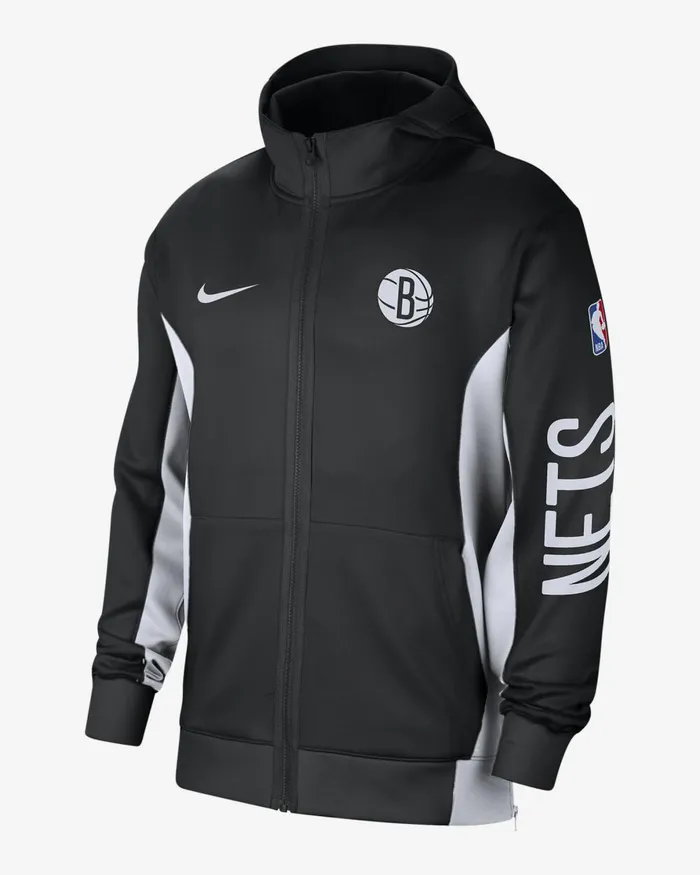 Men Nike Hoodies And Sweatshirts Brooklyn Nets Showtime Blackwhitewhitewhite