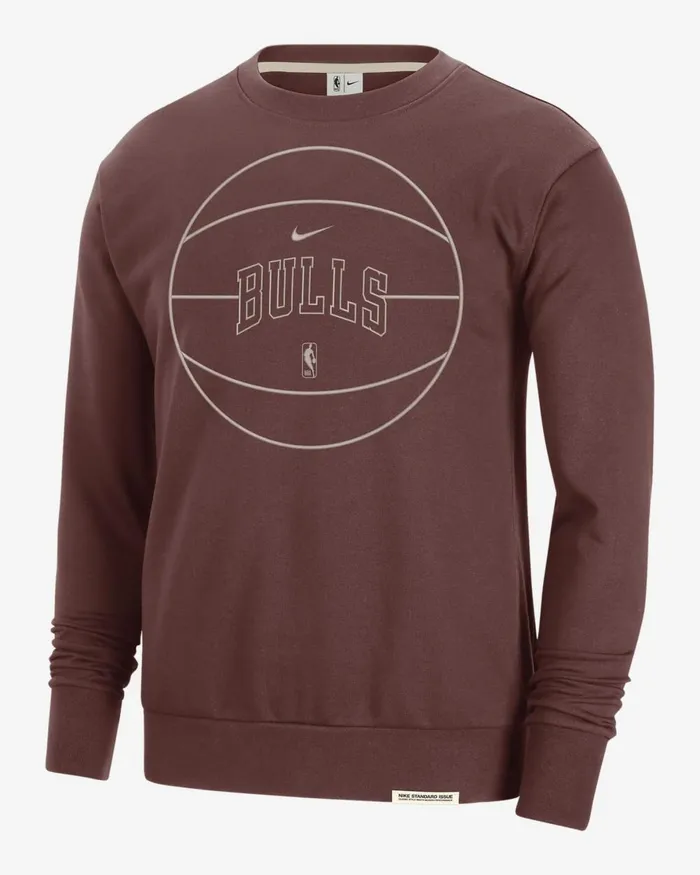 Men Nike Hoodies And Sweatshirts Chicago Bulls Standard Issue Dark Ponypale Ivorydiffused Taupe