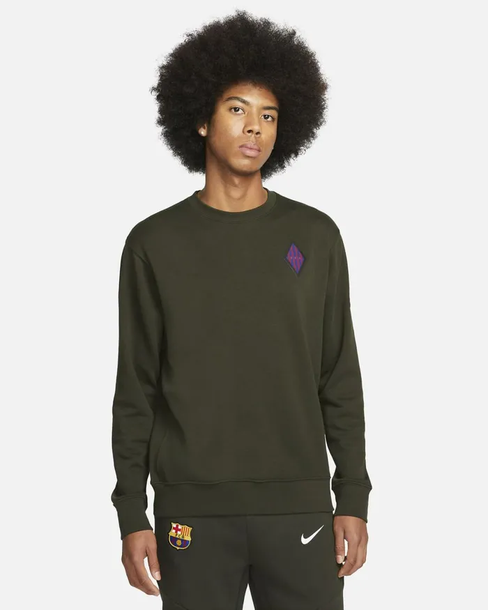 Men Nike Hoodies And Sweatshirts FC Barcelona Sequoiablack