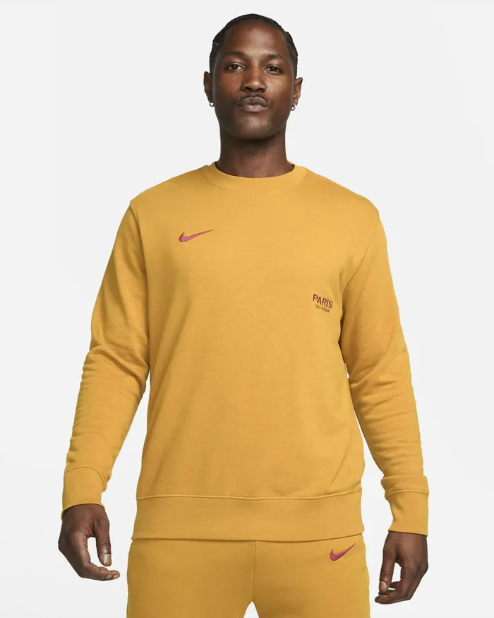Men Nike Hoodies And Sweatshirts Paris SaintGermain Club Gold Suedeteam Red