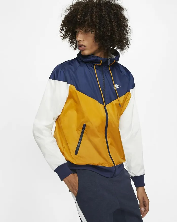 Men Nike Jackets Sportswear Windrunner Gold Suedemidnight Navysummit Whitewhite