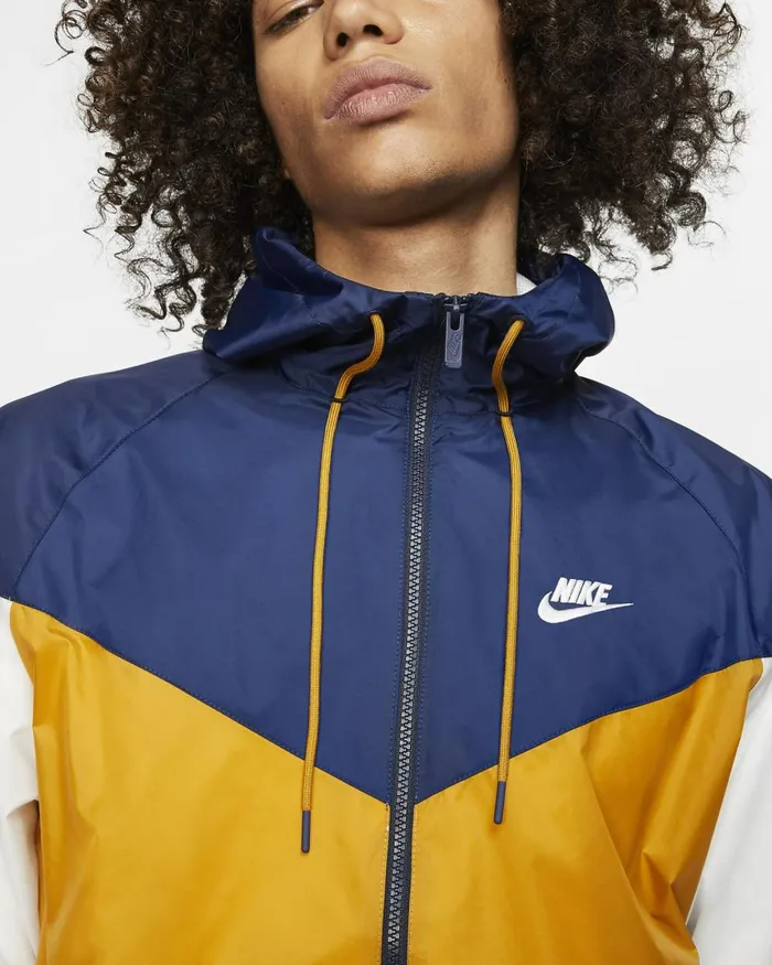 Men Nike Jackets Sportswear Windrunner Gold Suedemidnight Navysummit Whitewhite