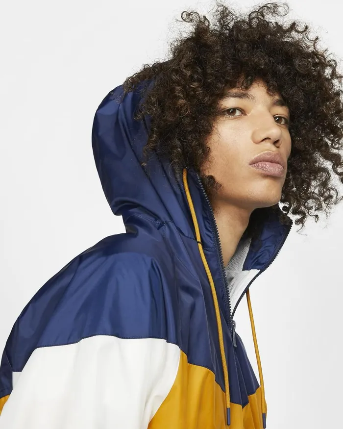 Men Nike Jackets Sportswear Windrunner Gold Suedemidnight Navysummit Whitewhite