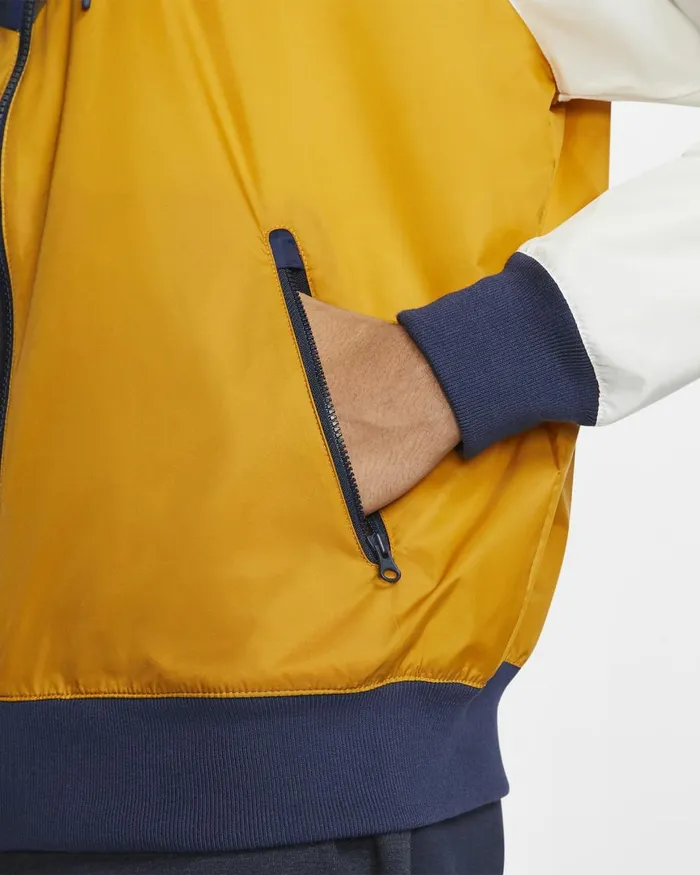 Men Nike Jackets Sportswear Windrunner Gold Suedemidnight Navysummit Whitewhite