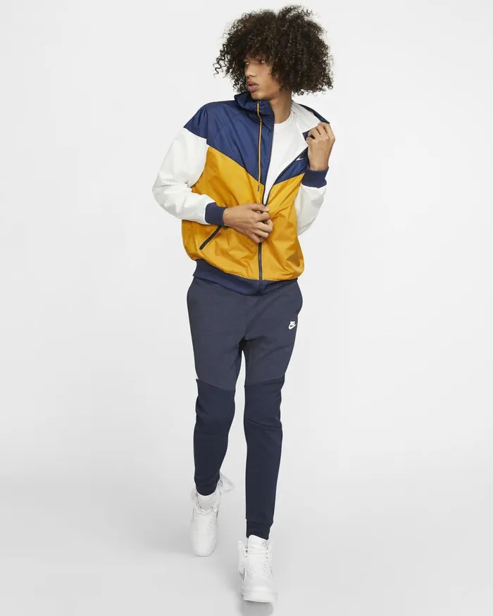 Men Nike Jackets Sportswear Windrunner Gold Suedemidnight Navysummit Whitewhite