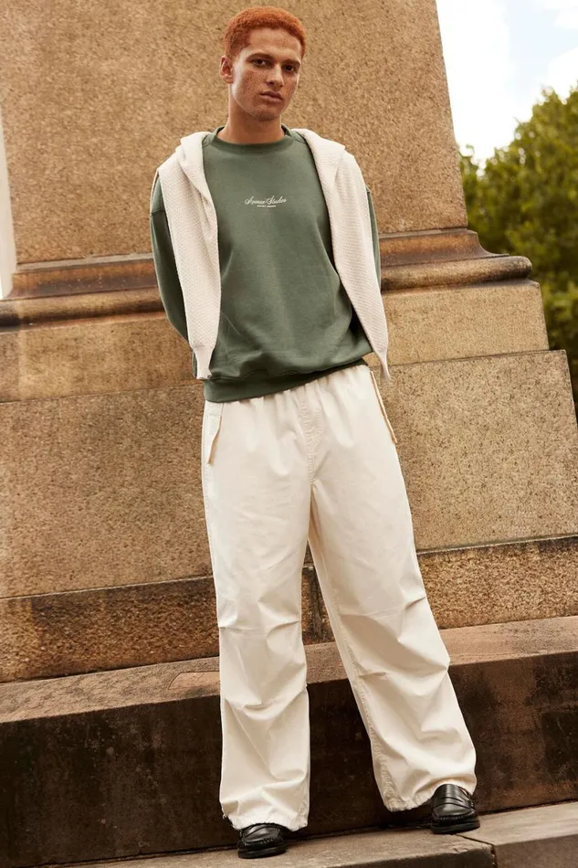 Men Pants Cotton On Parachute Field Pant Ecru
