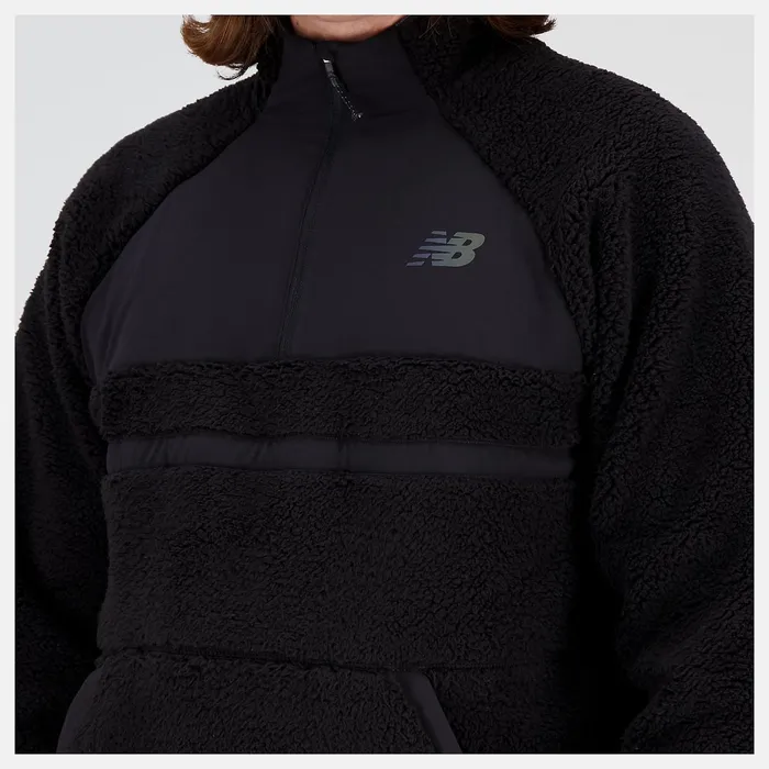 Men Q Speed Sherpa Pullover Black New Balance Jackets and Vests Men Q Speed Sherpa Pullover Black New Balance Jackets and Vests