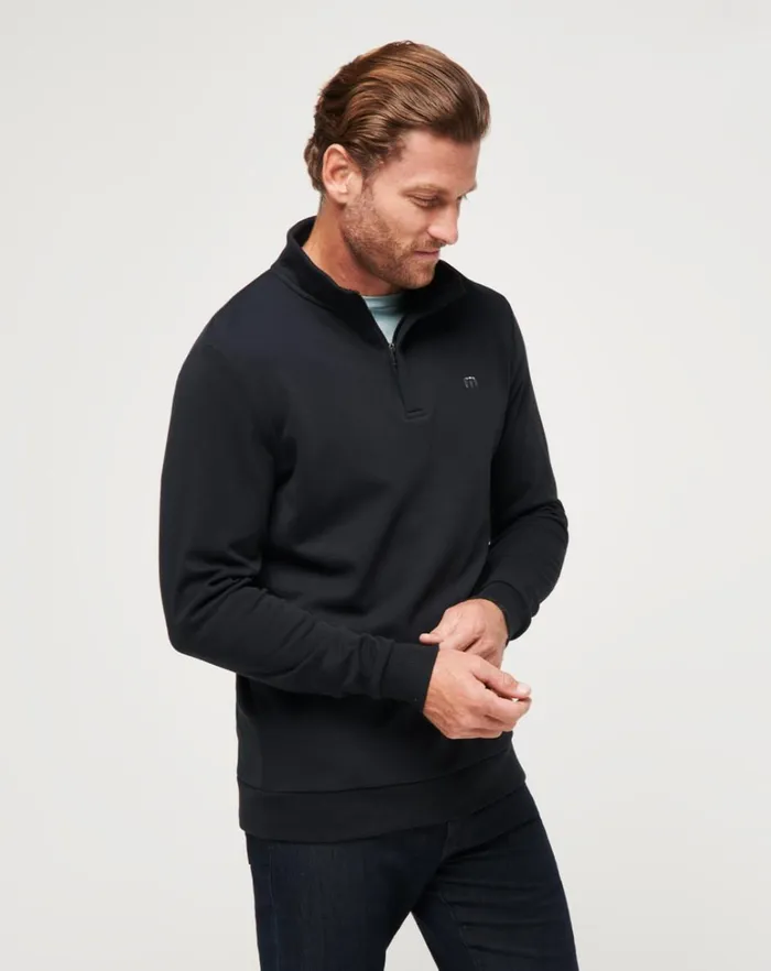 Men Quarter Zips TravisMathew CLOUD QUARTER ZIP 20 Black Men Quarter Zips TravisMathew CLOUD QUARTER ZIP 20 Black