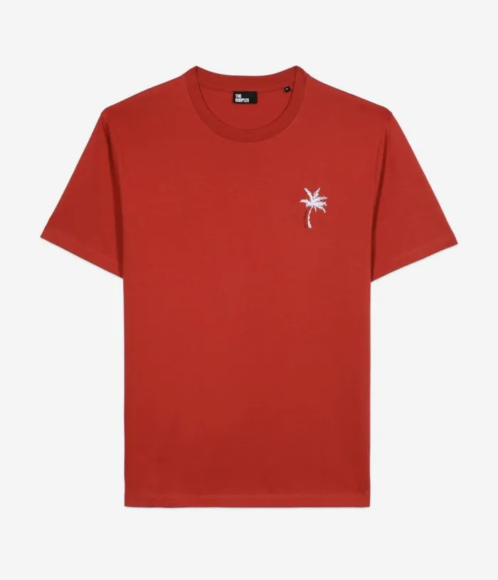 Men Red Tshirt With Palm Tree Embroidery THE KOOPLES Tshirts