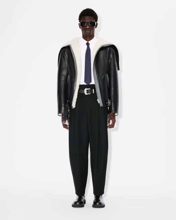 Men Reversible Shearling Blouson In Lambskin Leather Black Kenzo Jackets And Coats