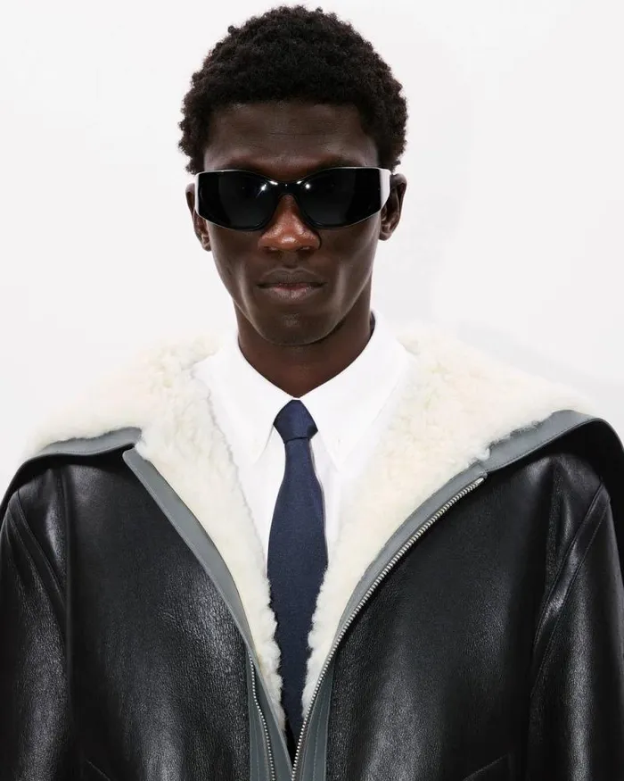 Men Reversible Shearling Blouson In Lambskin Leather Black Kenzo Jackets And Coats