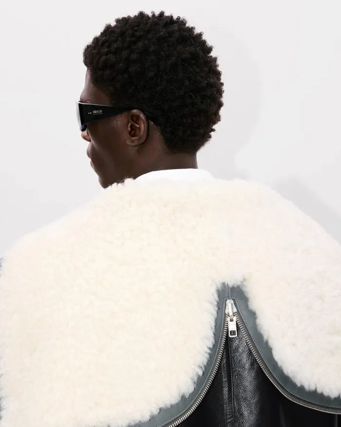 Men Reversible Shearling Blouson In Lambskin Leather Black Kenzo Jackets And Coats